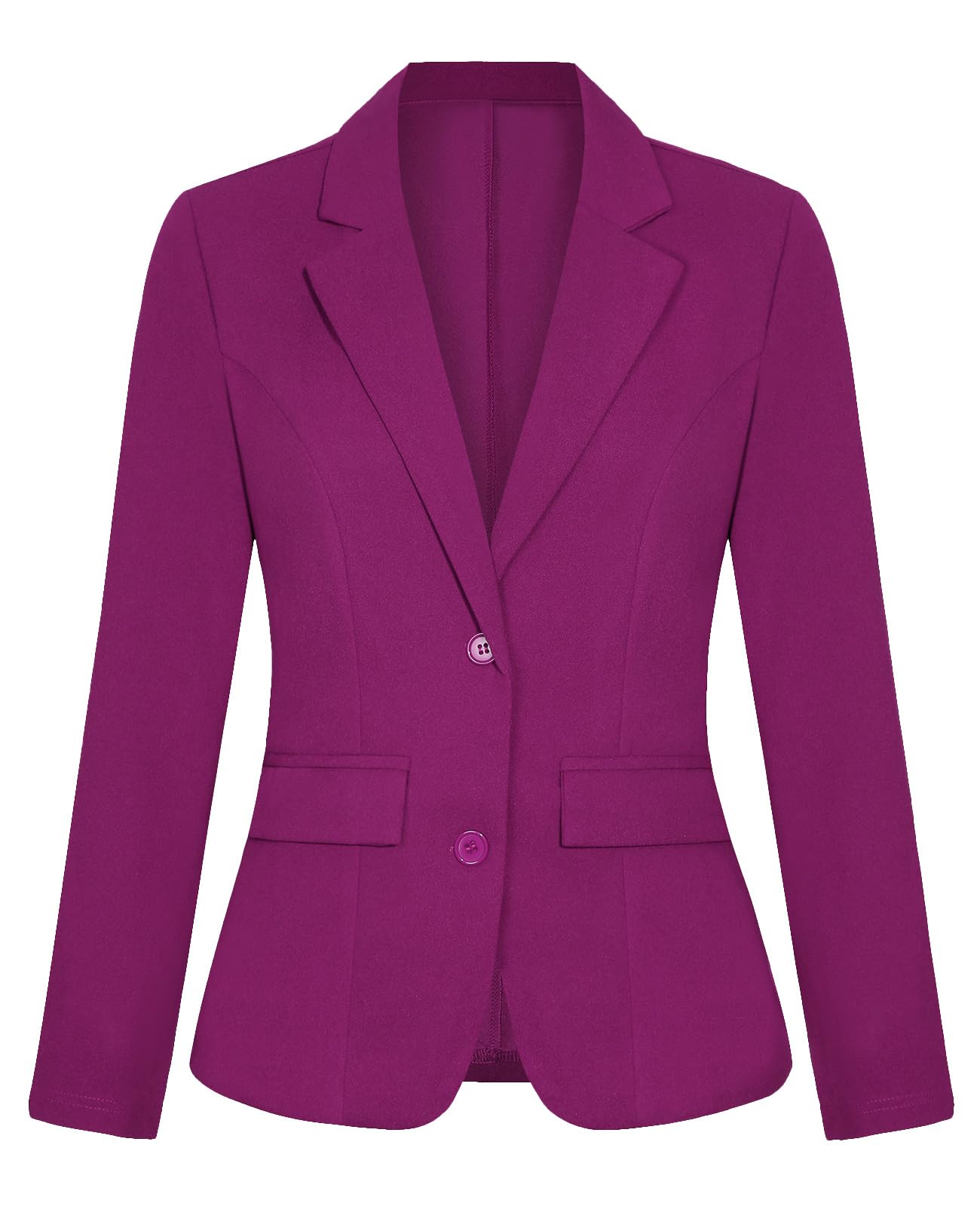 Blazers for Women Notched Lapel Two Button Jackets Long Sleeve Blazer Suit Cardigan with Pockets Tailored Outfit Dark