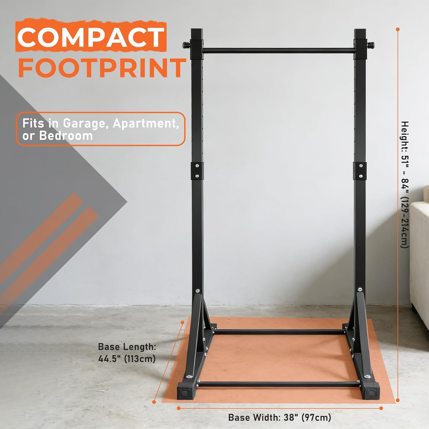 Power Tower Pull Up Bar Station - 440LBS Heavy Duty Home Gym Equipment - Adjustable Height (4.2ft-7ft) Free Standing Chin Up Bar with Zero-Wobble Triangular Base for Strength Training & Calisthenics