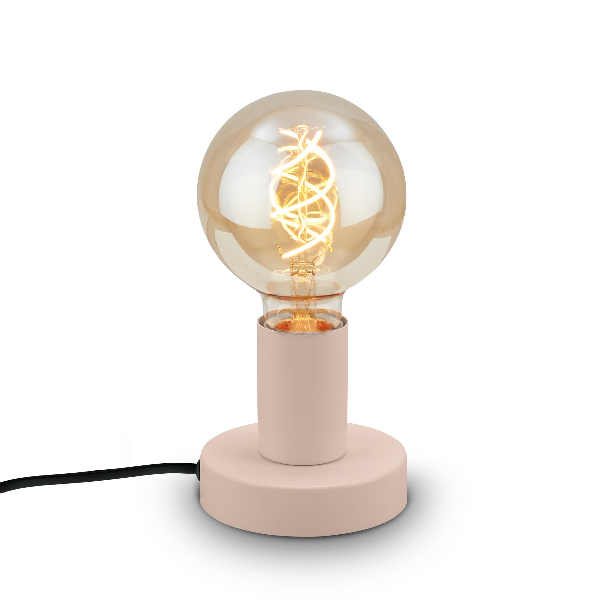 BRILONER - Lampada da tavolo con interruttore a cavo, look retrò, attacco E27, lampada da comodino, lampada da scrivania, lampada da lettura, lampada comodino camera da letto, 10 x 9 cm, beige