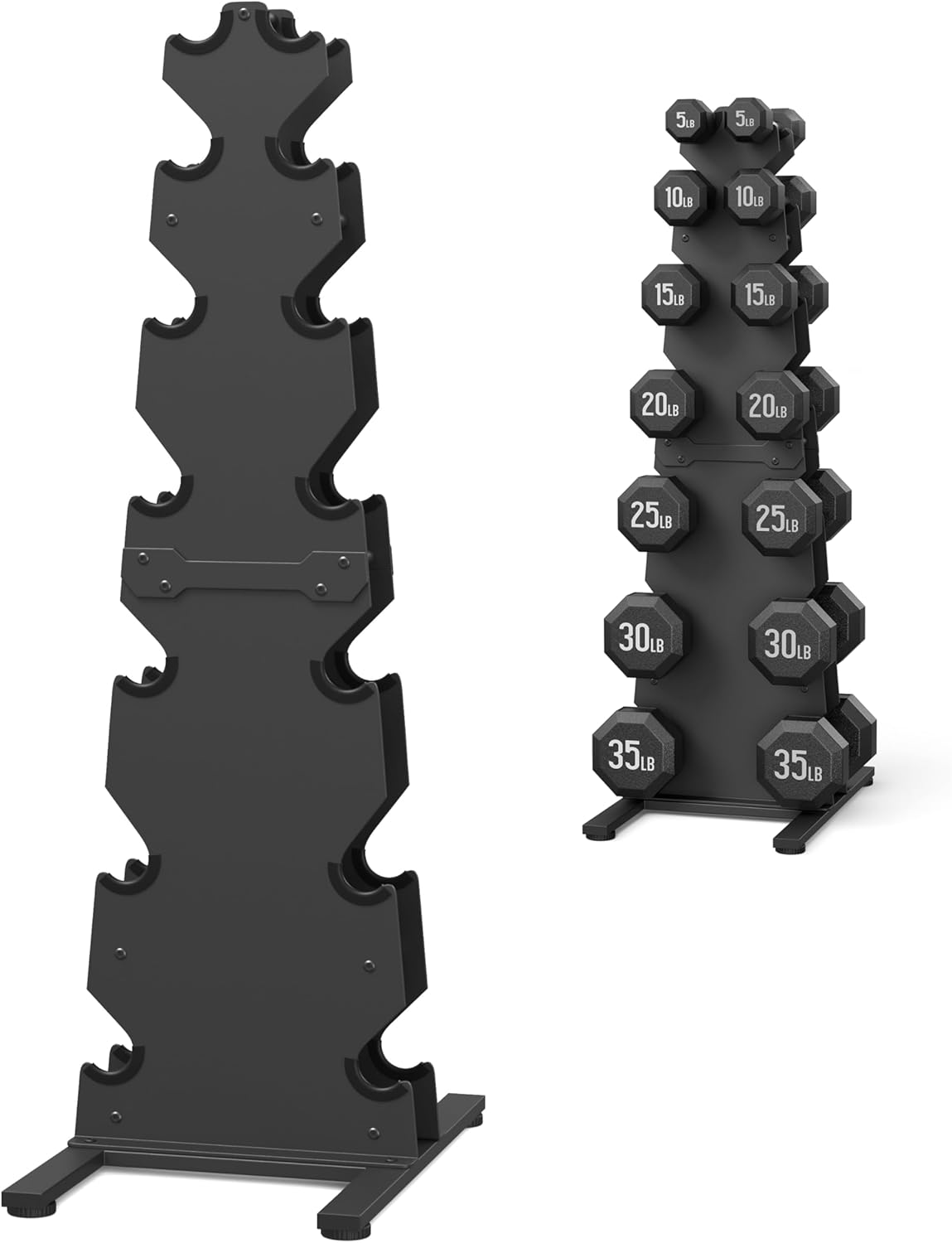 Dumbbell Rack Stand Only, 7-Tier | 5-Tier | 3-Tier Weight Rack for Dumbbells, Wide-Slot No-Interference Design, Solid Steel Construction Weight Holder for Home Gym, Dumbbell Storage Rack (Rack Only)