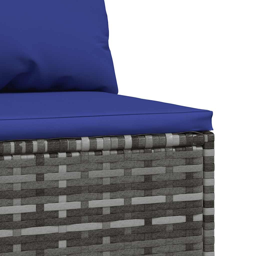 vidaXL Divano Centrale da Giardino con Cuscini in Polyrattan Grigio