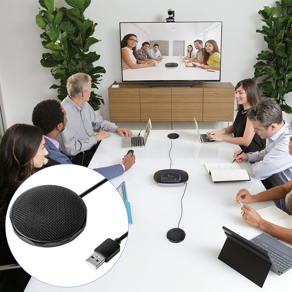 Tiiyee Microphone à Condensateur, USB Mini Micro Filaire Portable Dictée | Réunion Affaires Omnidirectionnel pour Ordinateur Bureau PC Enregistrement Conférence Téléphonique Streaming Gaming