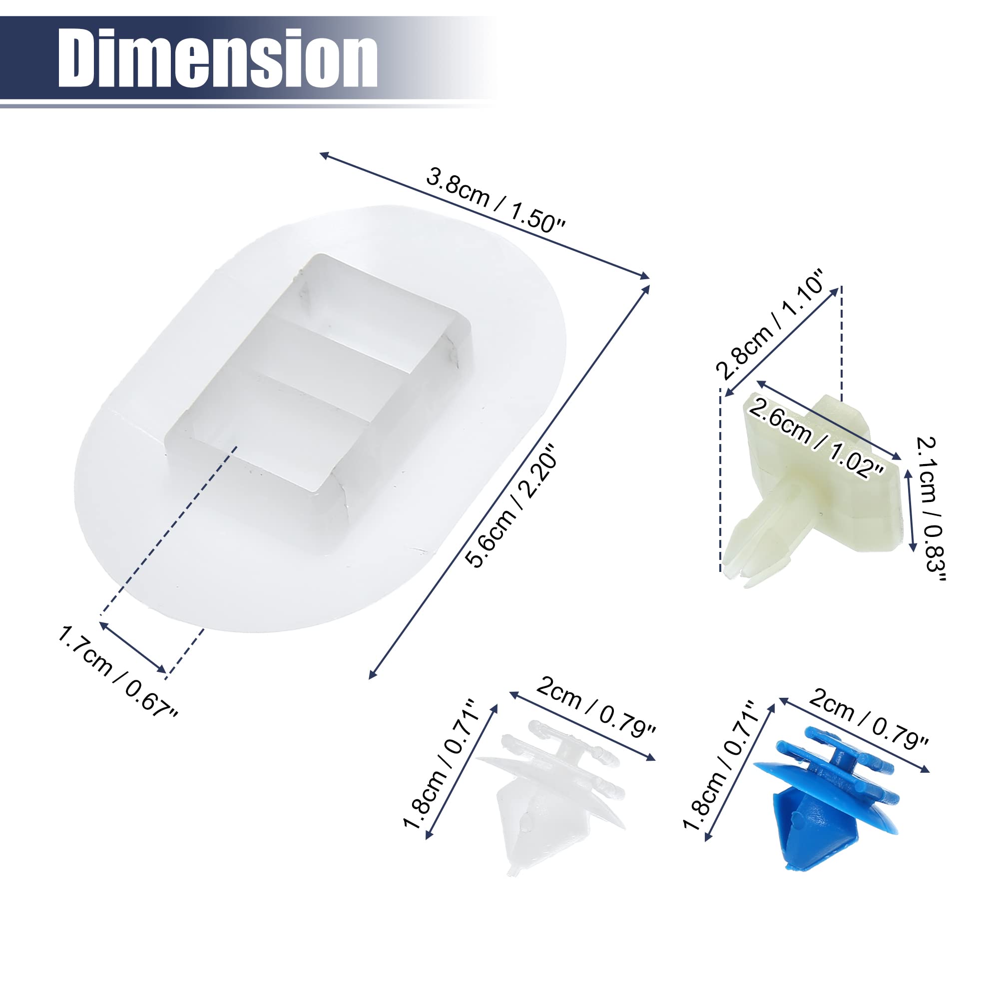 X AUTOHAUX Clip De Fijación De Faldón Lateral para Citroen DS3-10uds | Material: ABS, Color: Blanco, Azul, Tamaños: 5.6x3.8x1.7cm, 2.6x2.1x2.8cm, 1.8x2cm, Función: Fácil Instalación