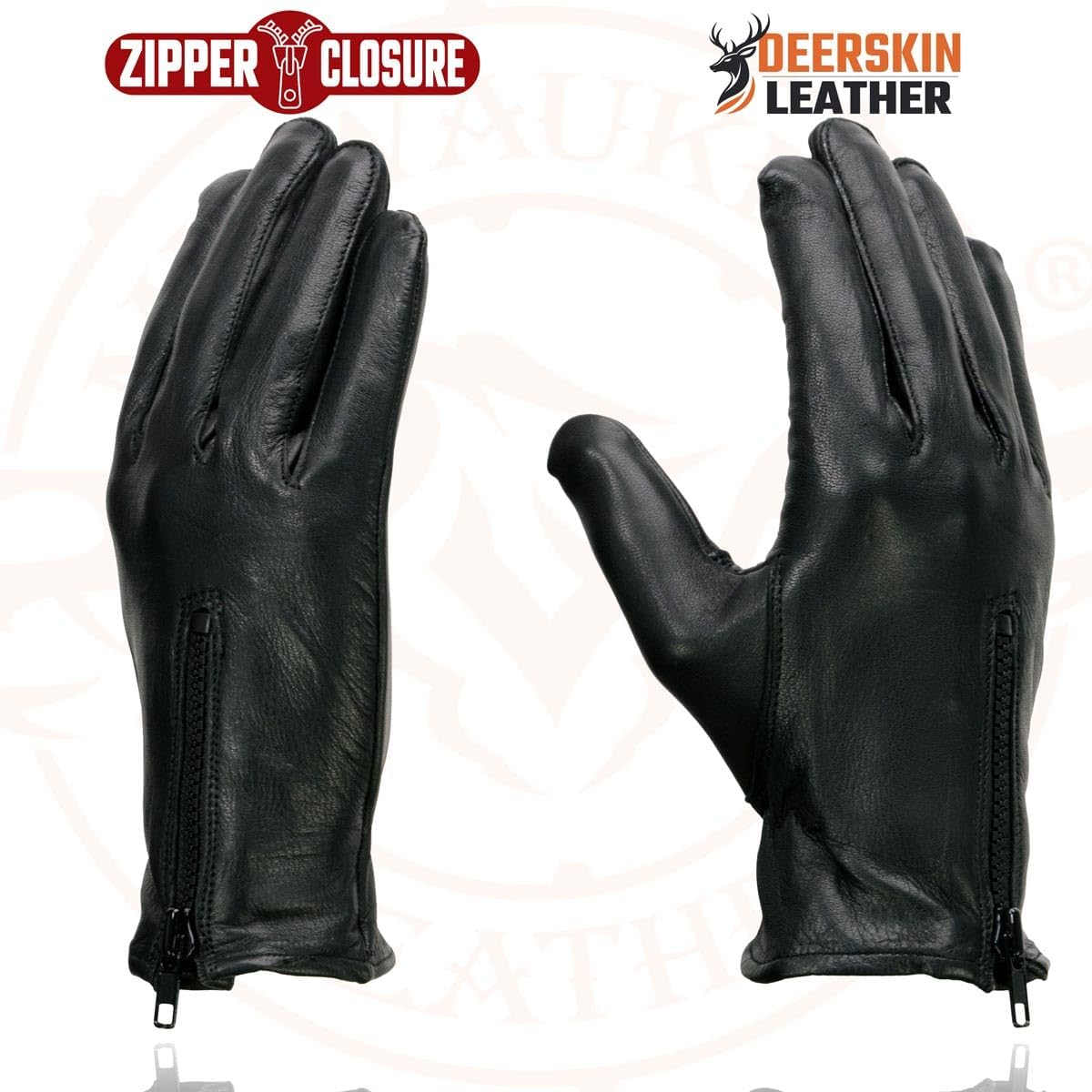 Milwaukee Leather SH867 Men's USA Deerskin Black Leather Unlined Lightweight Motorcycle Riders Gloves - Image 3