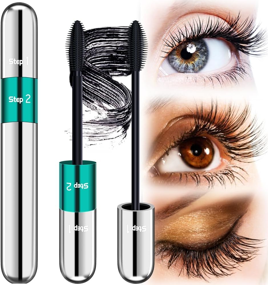 DRMODE Mascara Black Length, Waterproof 2 in 1 4D Silk Fiber Mascara