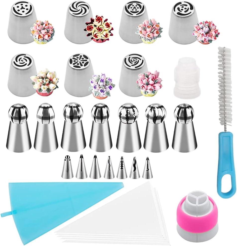 10er Set Spritztüllen Edelstahl | Profi-Backzubehör | Für Torten, Cupcakes Und Kekse | Spülmaschinenfest