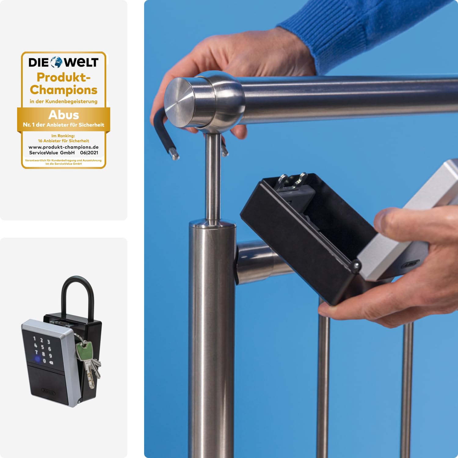 ABUS Sejf na klucze Smart KeyGarage™ – mo?na obs?ugiwa? za pomoc? aplikacji ze smartfonem lub kodem numerycznym – sejf na 20 kluczy – z uchwytem, czarny