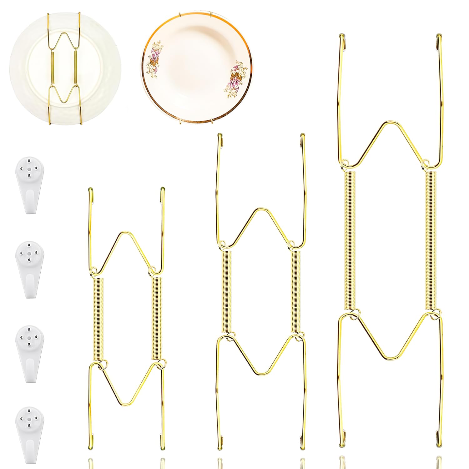 CoolShef 12Pcs Plate Hanger for Wall Set, Invisible 6 / 8 / 10 Inch Plate Holder Display Holders, 12Pcs Seamless Nails for Wall Decorative Gallery & Kitchen Décor-image-20