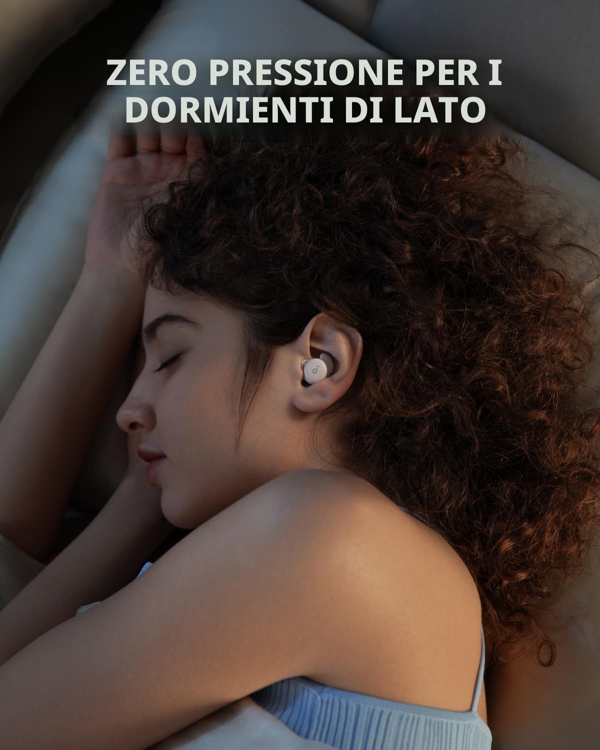 Soundcore Sleep A20 di Anker, Auricolari Sleep Bianchi, Design Compatto per Chi Dorme sul Fianco, 80 Ore di Autonomia, Bluetooth 5.3, Monitoraggio del Sonno, Sveglia Personalizzabile