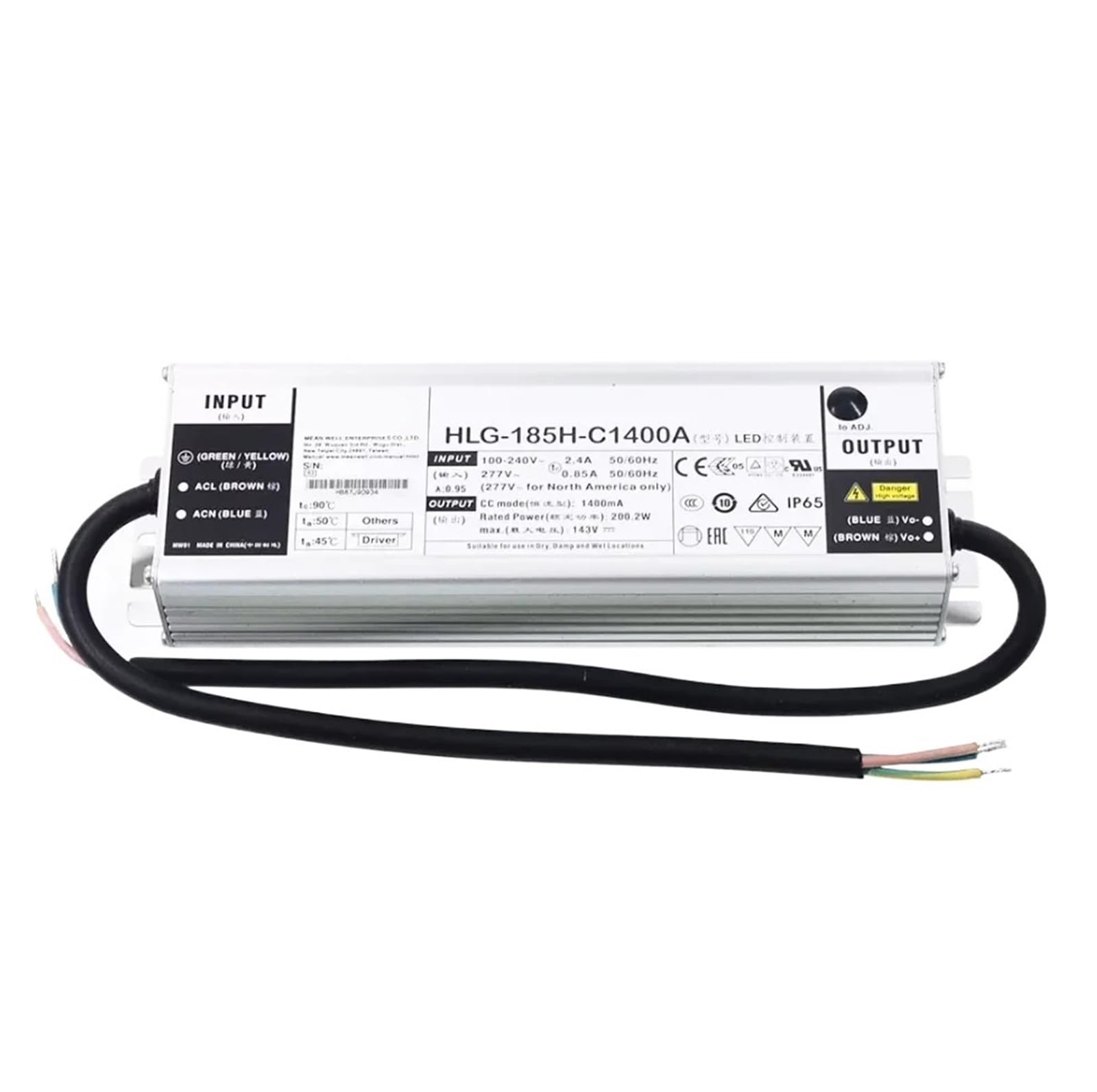 Alimentation à découpage HLG-185H-C 1400mA transformateur LED courant constant