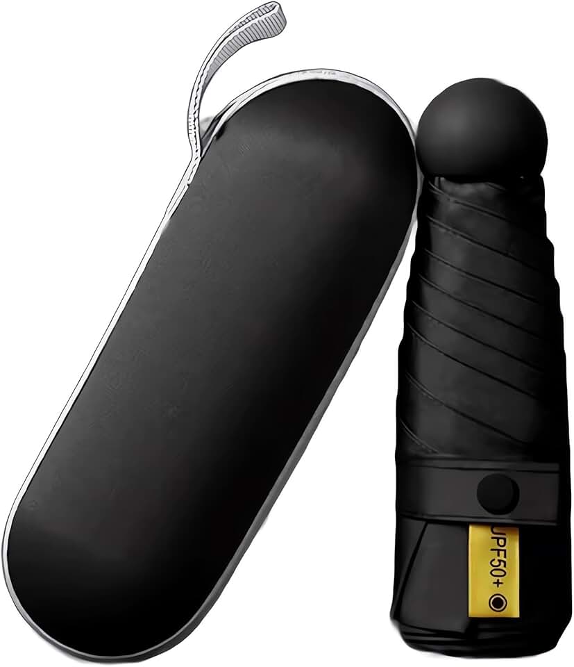 Guarda chuva Pequeno de Bolso Ultra Compacto e Versátil – Mini Guarda-chuva Dobrável com Proteção UV, Leve e Portátil – Inclui Estojo Estilo Cápsula para Chuva e Sol