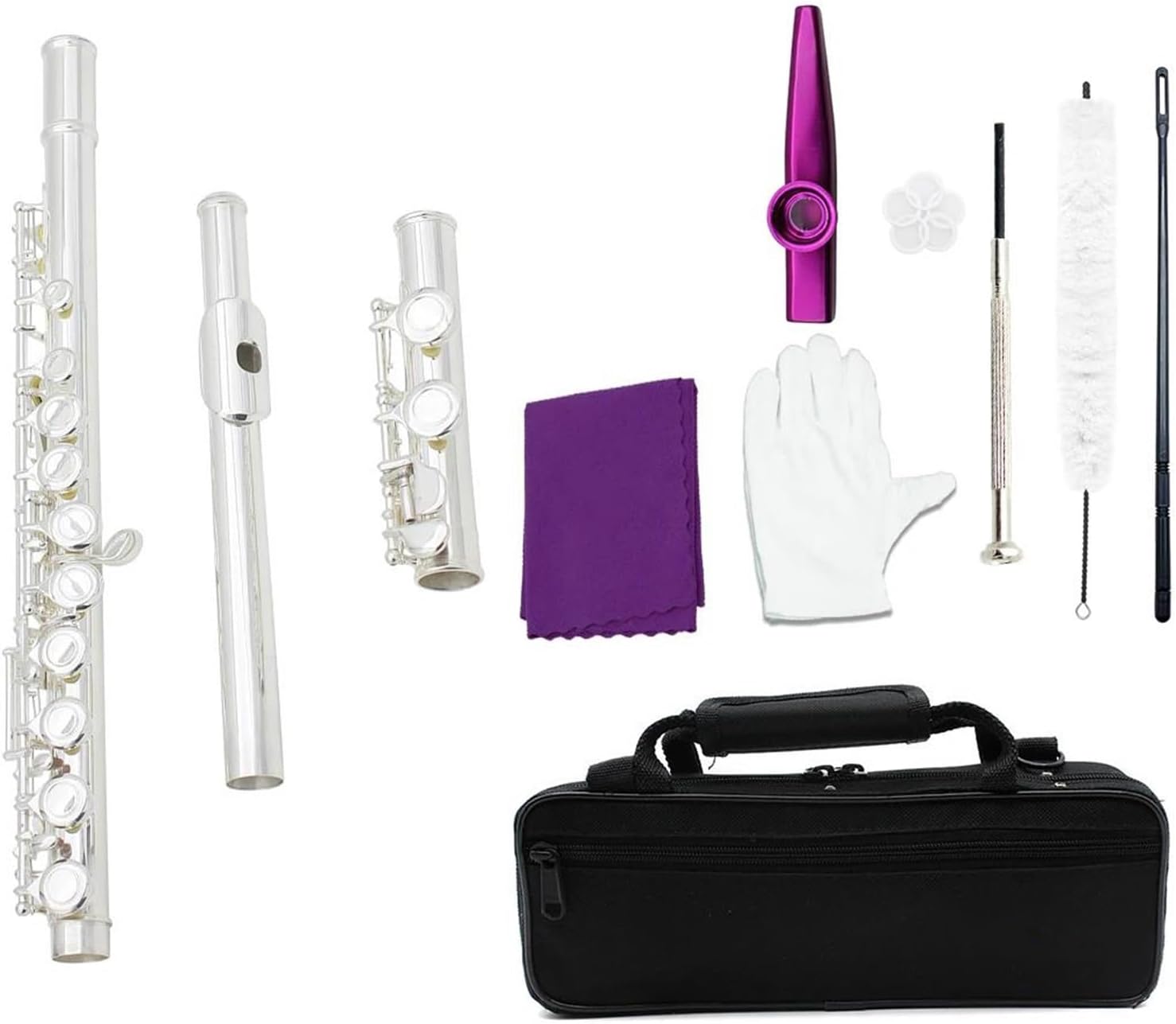 フルート楽器 Eキースプリット16穴クローズドマウスシルバーメッキ