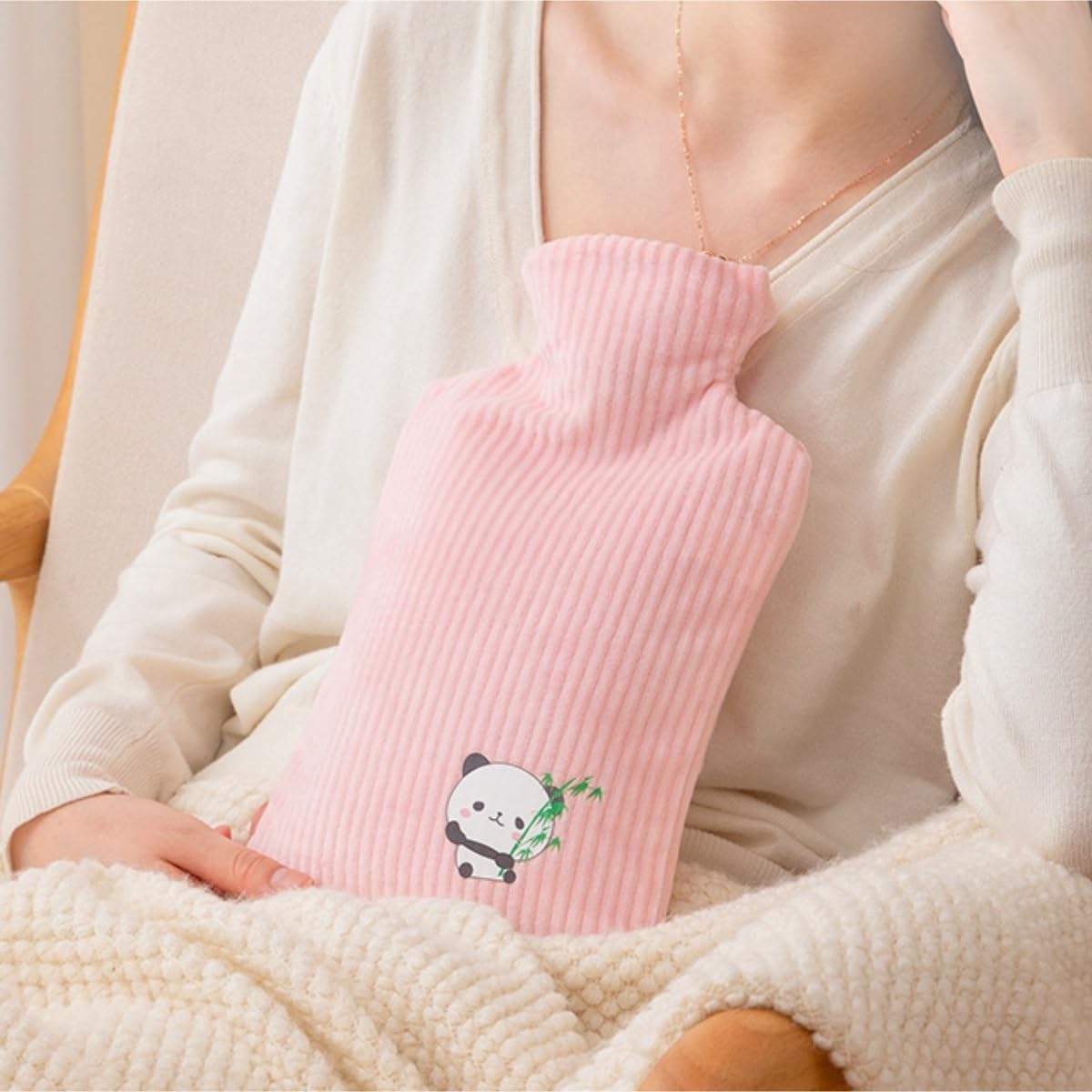 Bolsa de Agua Caliente Bolsa De Agua Caliente Llena De Agua Del PVC Del Calentador De La Mano De La Cubierta De Franela Del Hogar De La Botella De Agua Caliente Llena De Agua Hot Water Bottle Segura(G
