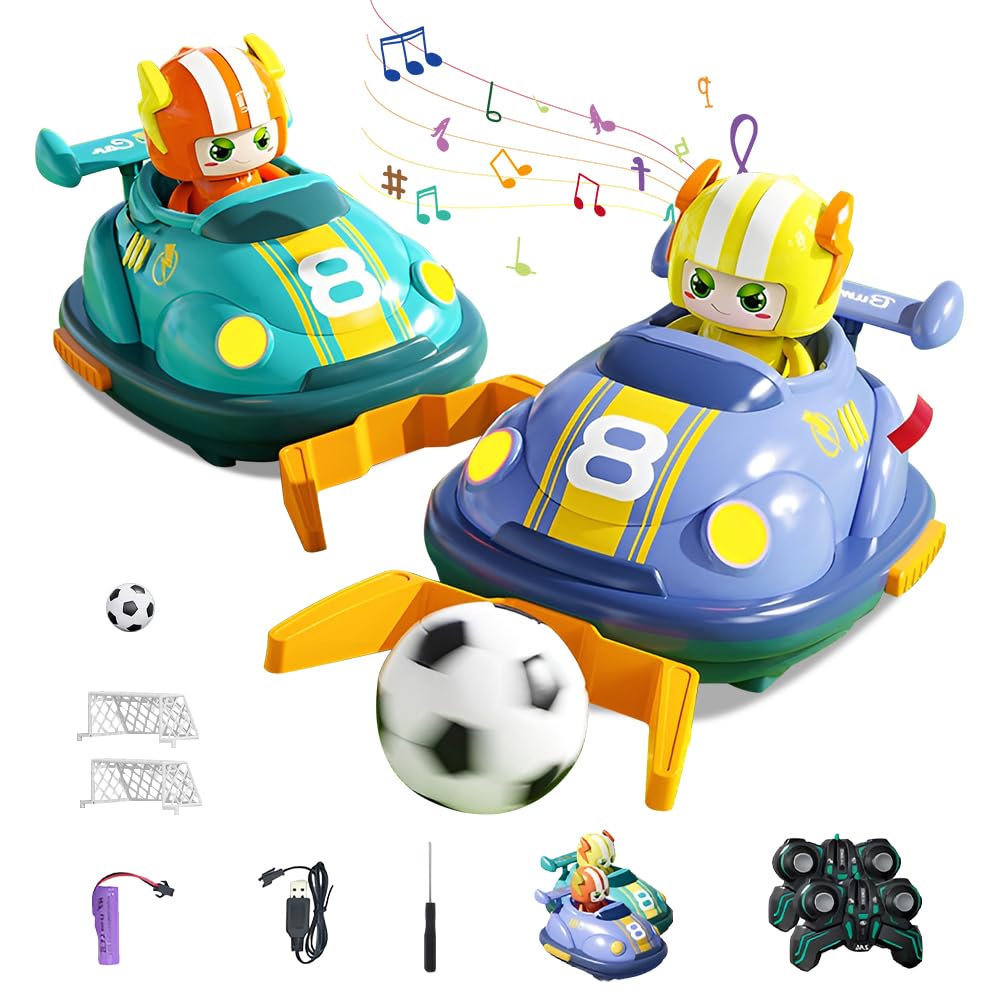 Auto scooter telecomandato per bambini, 2 pezzi RC Bumper Car, auto scooter telecomandata per bambini con luce LED e musica, controllo remoto a 360°, regalo per bambini, ragazzi e ragazze
