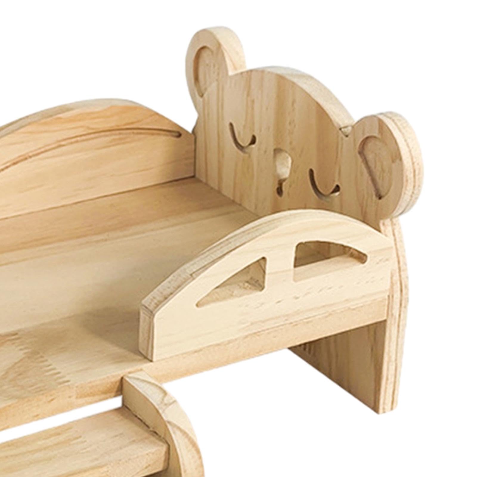 Cama para Cobayas, Cama para Animales Pequeños con Escaleras, Hábitats para Mascotas Pequeñas, Cama de Madera para Hámsteres Y Conejos, Oso Grande
