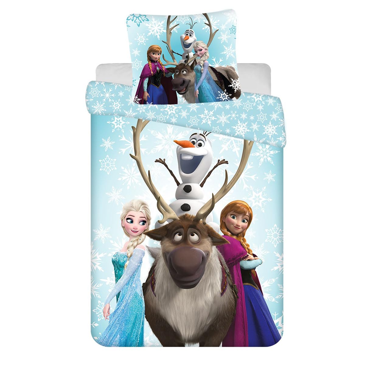 Jerry Fabrics Disney Frozen Snowflakes 03" Children's Bedding Duvet Cover 160 x 200 cm and Pillowcase 70 x 80 cm 100% Cotton