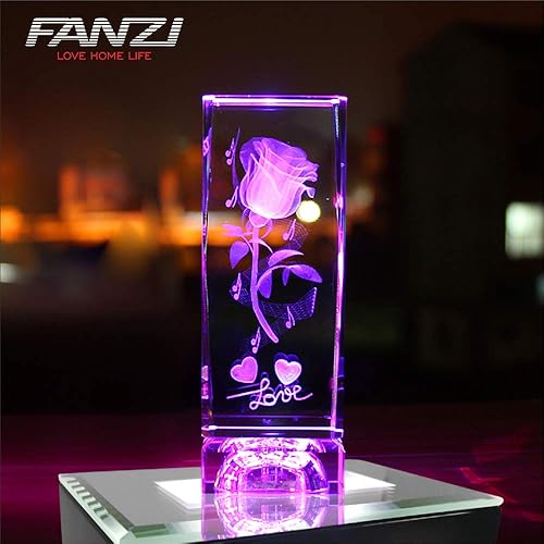 Miniatura 2 de FANZI Base de exhibición de luz rectangular LED para cristales Soporte de exhibición de luz de arte de cristal Lámpara de adorno de luz LED 3D -