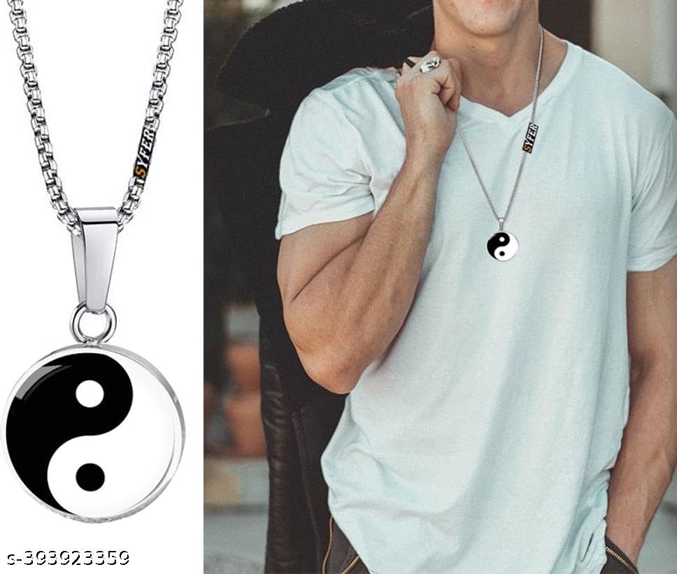 Image of Fashion Yin And Yang Stainless Steel Necklaces For Women /Men Statement Necklace Jewelry Fashion Accessories Creative Gift White And Black