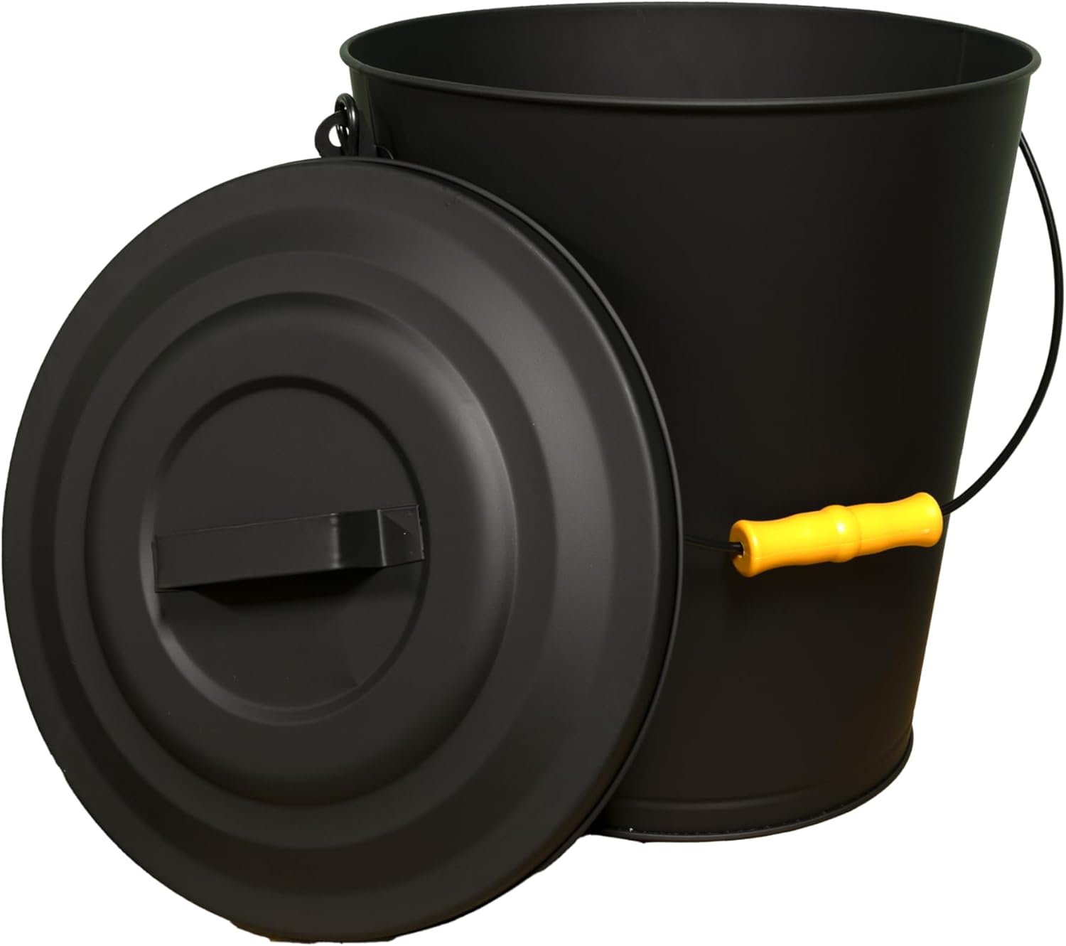 Comfort Glow 6-Gallon Ash Bucket with Shovel, 2-Year Warranty, Wooden Grip, Tight Lid, Stores Ashes, Kindling, Pellets, Charcoal, Safe Storage, Brass Trim
