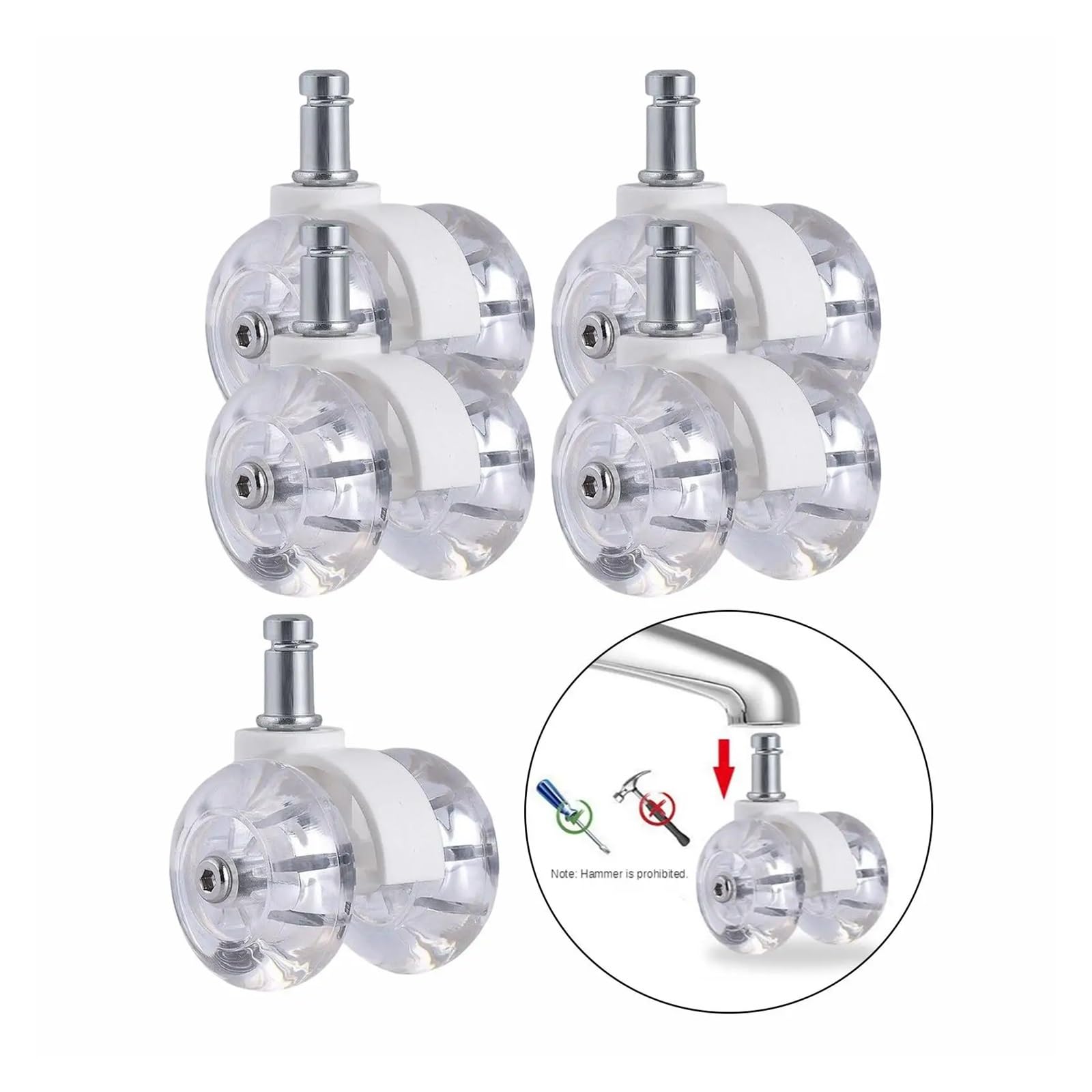 Ruedas universales de repuesto for silla ordenador oficina, 5 uds., 2 pulgadas(White A)