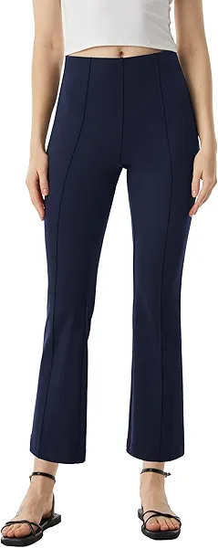AFITNE Women's Yoga Pants with Pockets Stretchy Pull On High Waisted Cropped Pants Work Casual Dress Ankle Slacks