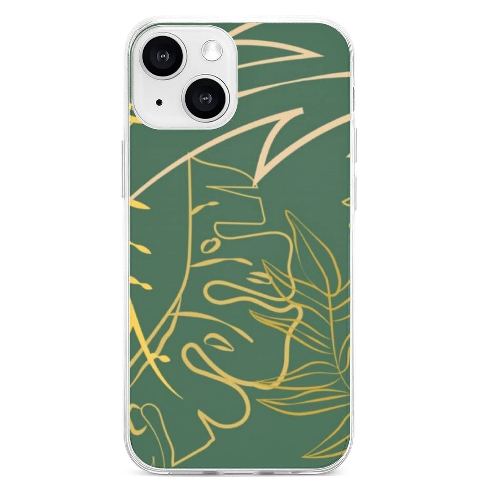 Amazon.co.jp: Koana シック金ゴールドリーフ緑背景 iPhone13