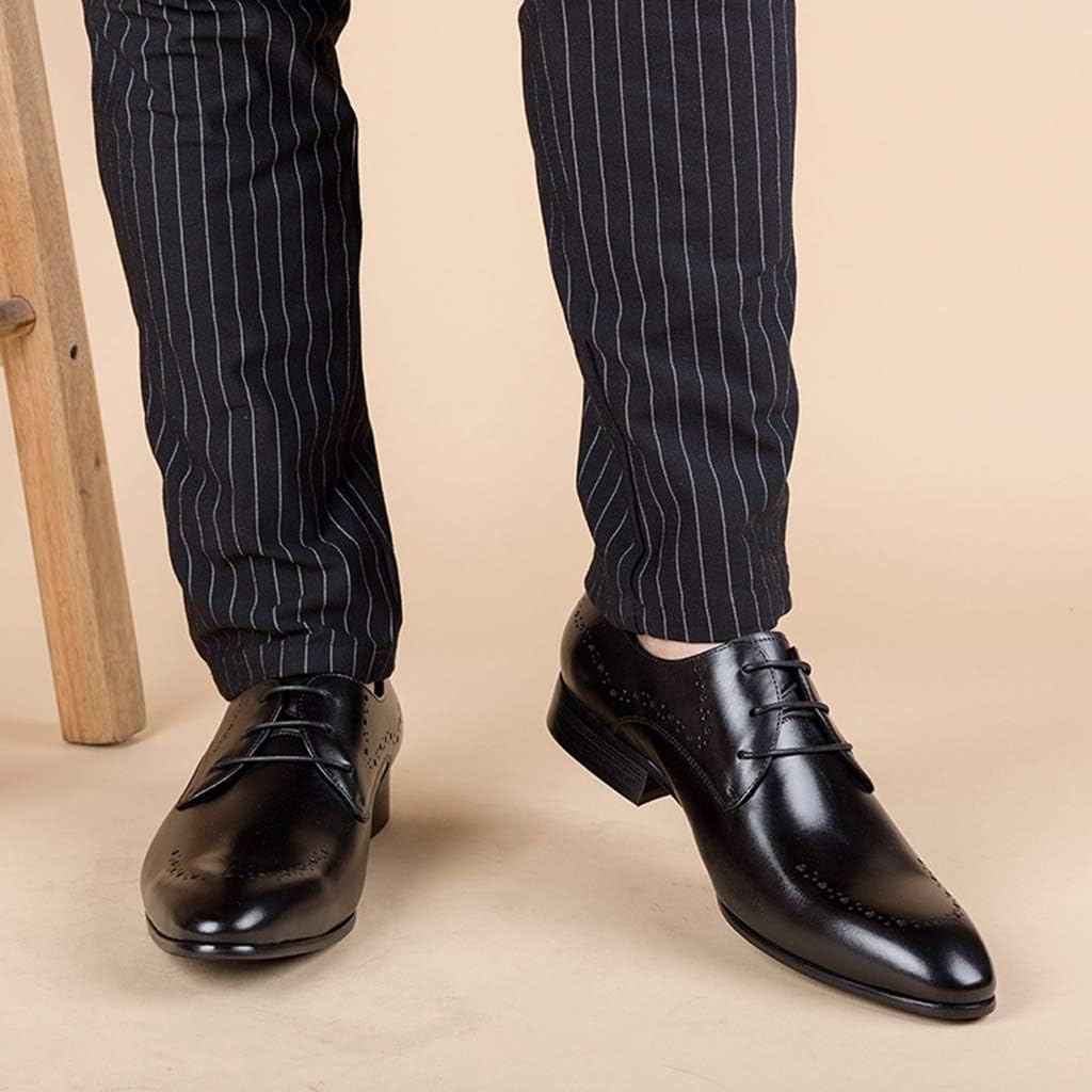Men's Business Leather Shoes,Work Party Banquet Dress Shoes Casual Office British Style Carved Formal Shoes,Black- 45/UK 10.5