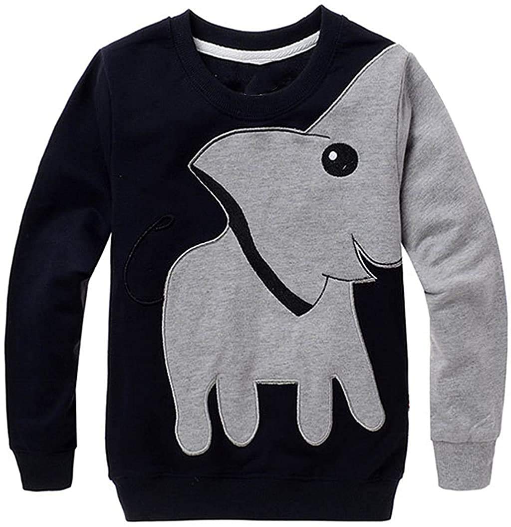 CM-KidBoys Sweatshirts Elephant Pullover T-Shirts Toddler Cotton Cute Tops Tee Long Sleeve Outdoor Outfit