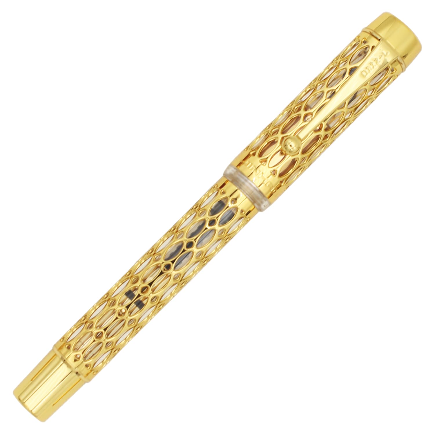 Gullor Openwork Gold Fountain Pen with Gift Box, Screw Cap, Transparent Barrel, Medium Nib, Clear - Image 3