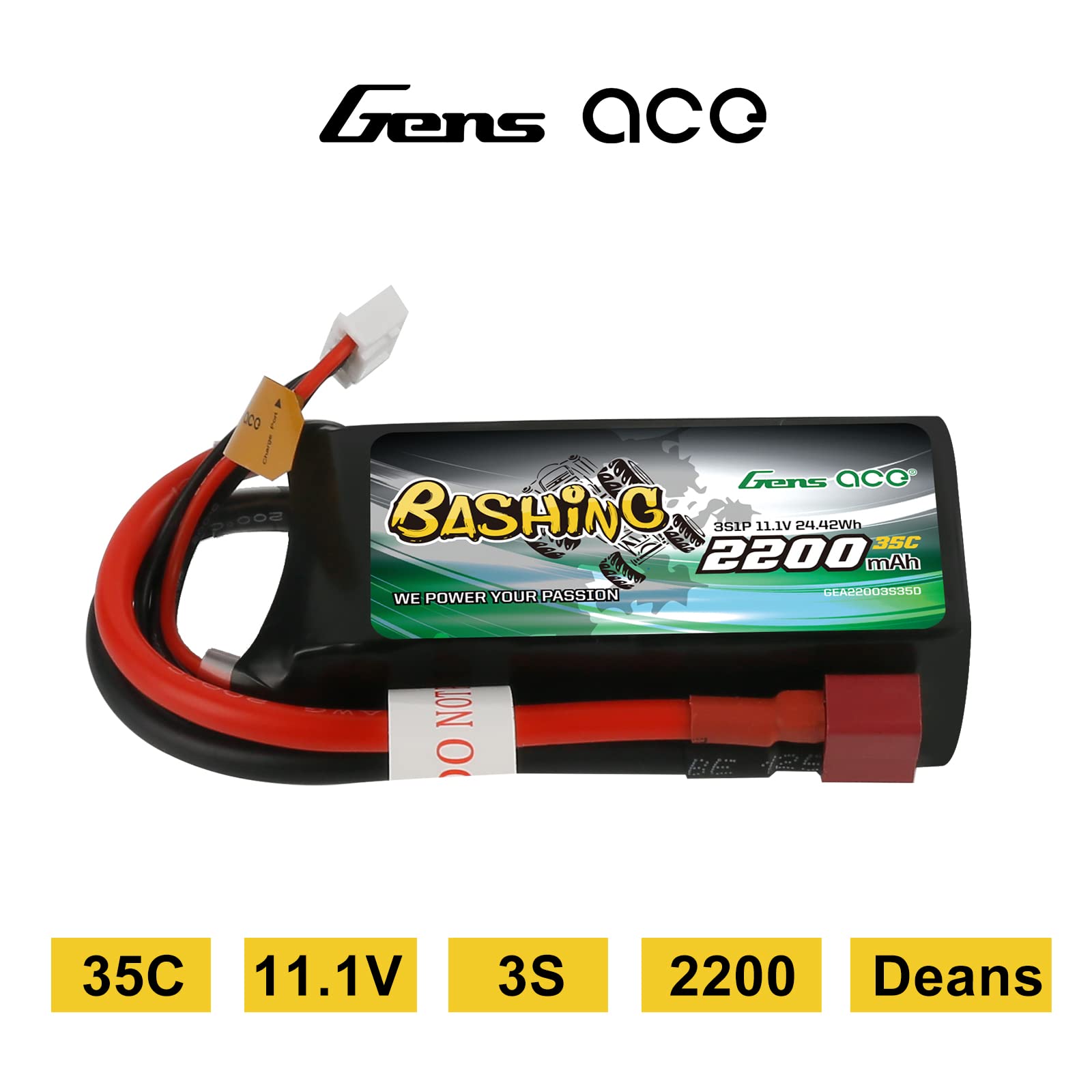 Amazon.com: Gens ace 3S LiPo Battery 11.1V 2200mAh 35C Soft