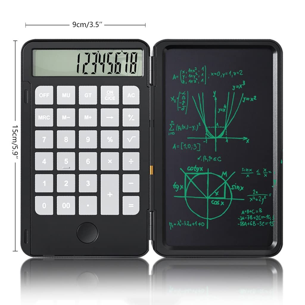 calcolatrice, Calcolatrice portatile a 12 cifre con lavagna for scrivere a mano, calcolatrice elettronica pulsanti caricati tramite USB, for studenti, ufficio(Gris)