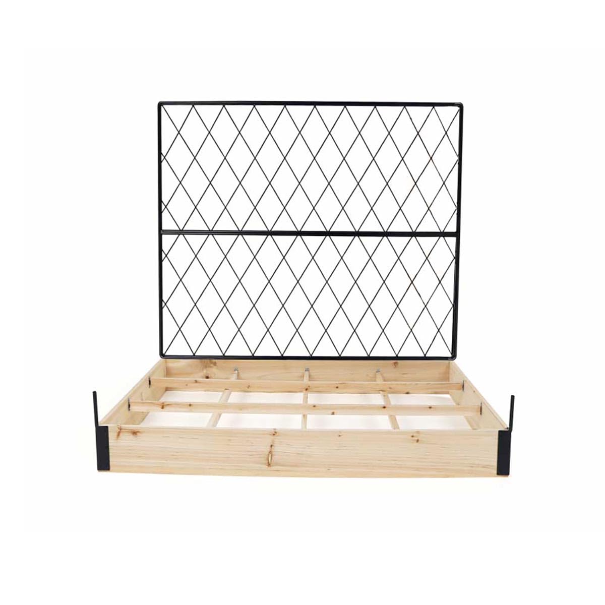 Carré Potager en Bois de Sapin avec Treillis - 115x80x128cm