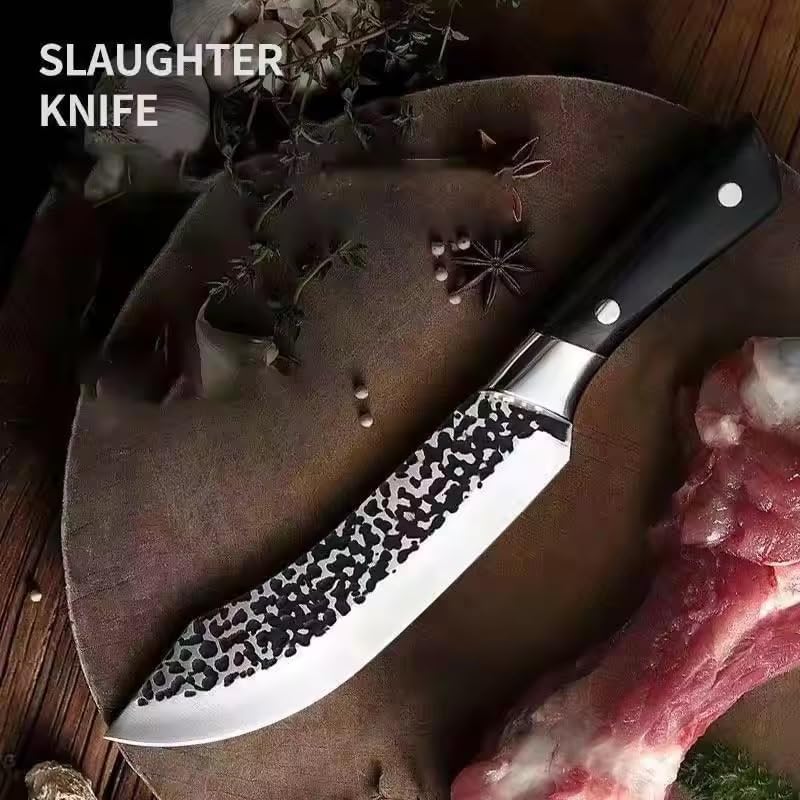 Image of ECOBSY Stainless Steel Serbian Chef Knife - High Carbon Clad Steel Unagisaki Butcher Cleaver, Full Tang Kitchen Chef Knives Professional Kitchen Cleaver for Slicing & Chopping