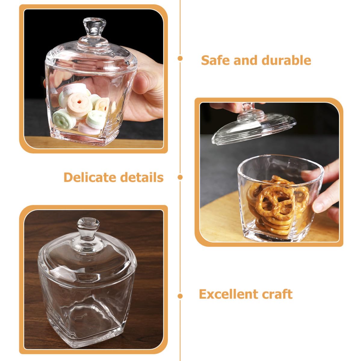 SHINEOFI 2stücke Transparente Glasbonbongläser mit Deckel Wiederverwendbare Aufbewahrungsbehälter für Tee und Süßigkeiten Dekorative Snackgläser mit Verschluss