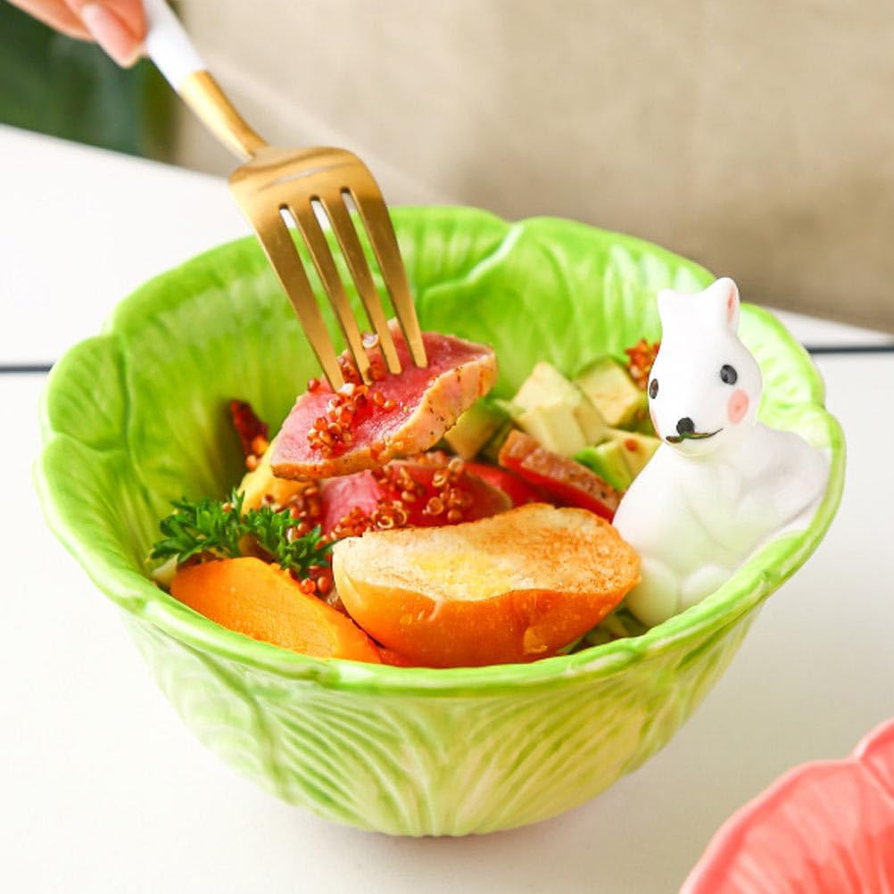 DOITOOL Creative Cartoon Rabbit Bowl for Kids Cute Ceramic Food Bowl Decorative Kids Dish for Fruits Snacks Salad and Desserts, 5.90X5.90X3.74In