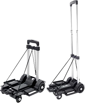 ZHJINGYU Folding Hand Truck, Lightweight, Plate Expandable, Noise Reducing, Super Compact, Fixed Rubber Rope Included, Cargo Transport, Moving, Outdoor, 4 Wheels, Silver