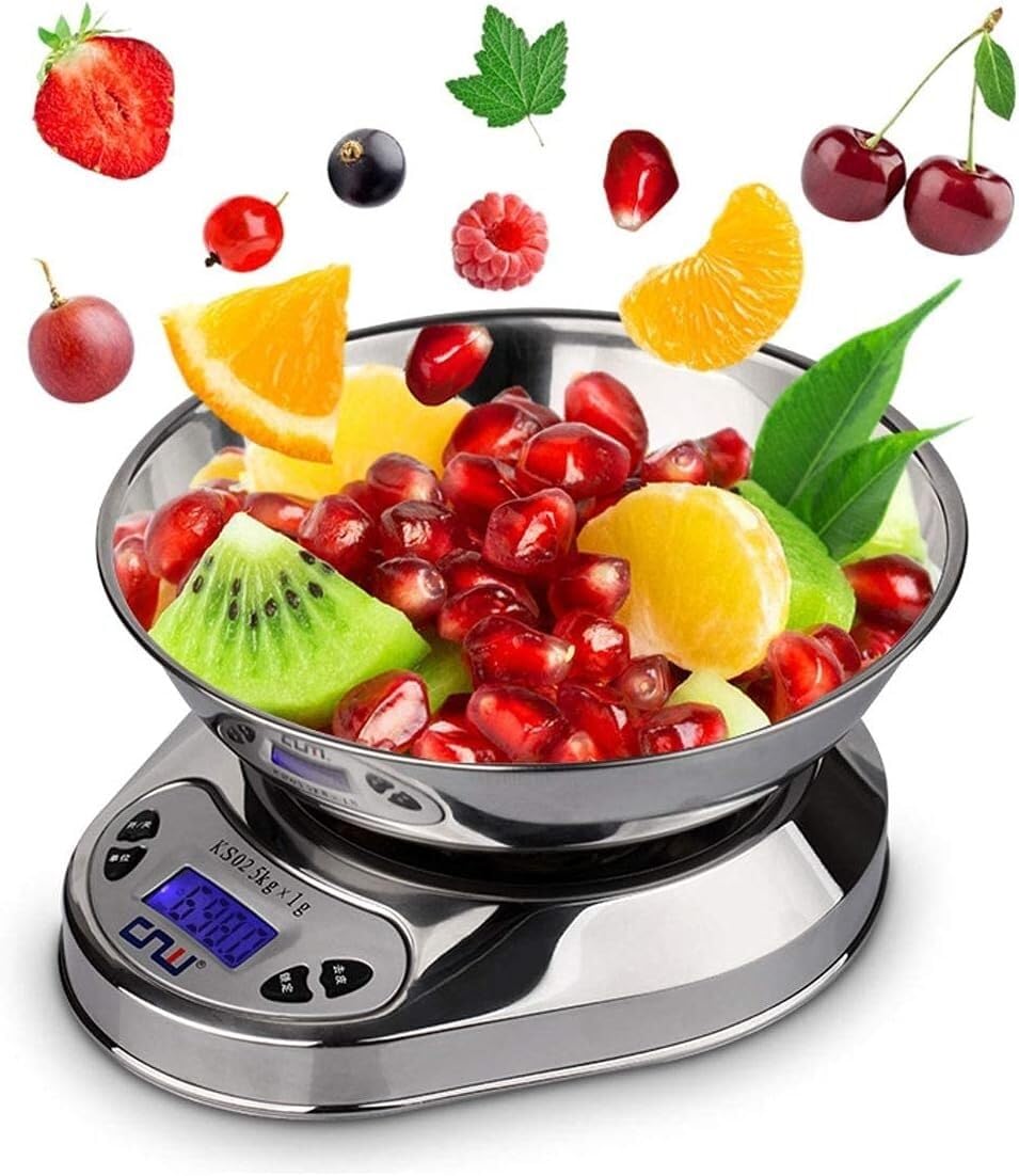 Báscula Digital for Alimentos de Cocina, báscula electrónica for Hornear de Acero Inoxidable con función de tazón y alquitrán, fácil de almacenar(Charging Type)