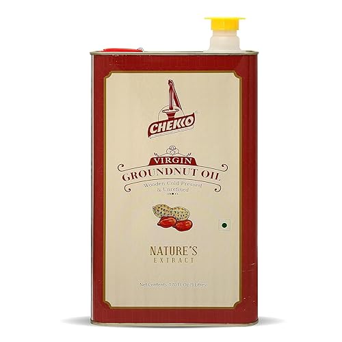 Miniatura 3 de CHEKKO Aceite de cacahuete prensado en frío, 5 litros (169 onzas líquidas), 100% natural, sin OMG, aceite de maní puro para freír, asar y cocinar