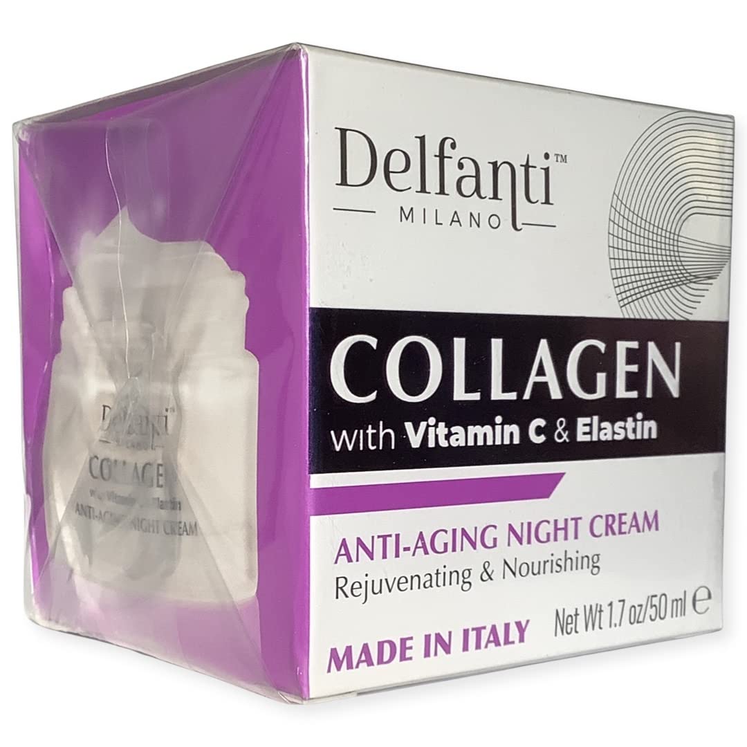 Delfanti-Milano • COLLAGEN with VITAMIN C & ELASTIN • Rejuvenating & Nourishing • Anti-Aging Night Cream • Face and Neck Moisturizer • Made in Italy - Image 3