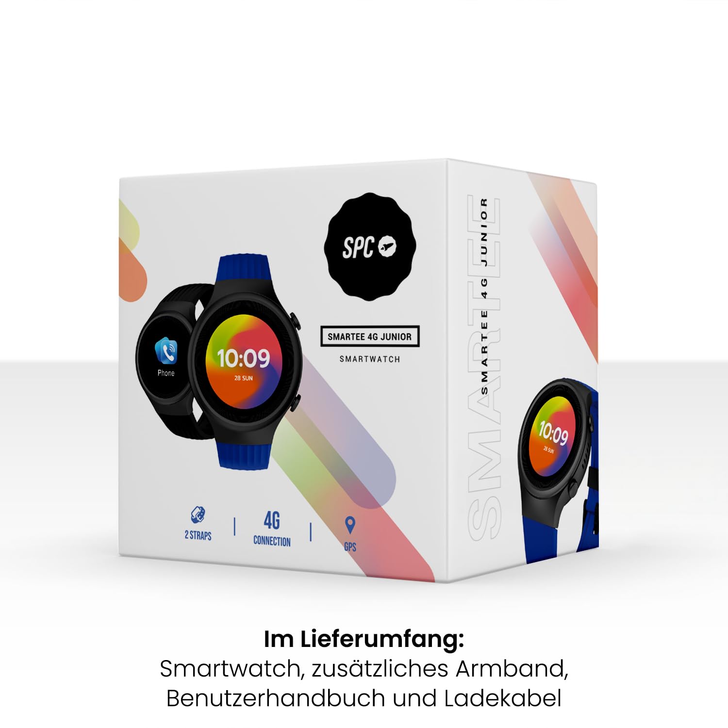 SPC Smartee 4G Junior - Kinder-Smartwatch mit GPS, Videoanrufen & Notruftaste | 1,2"-Display, Dual-Armband blau und schwarz und Tracker-Modus | Schulmodus | Verwaltung über Smart Clan App