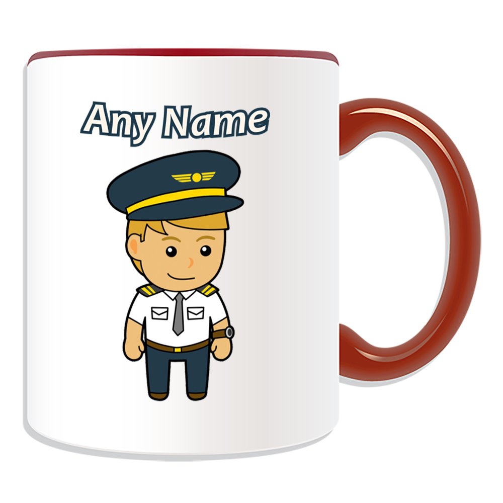 Personalised Gift - Pilot/Aviator Mug (Career Design Theme, Colour Options) - Any Name/Message on Your Unique Mug - Aircraft