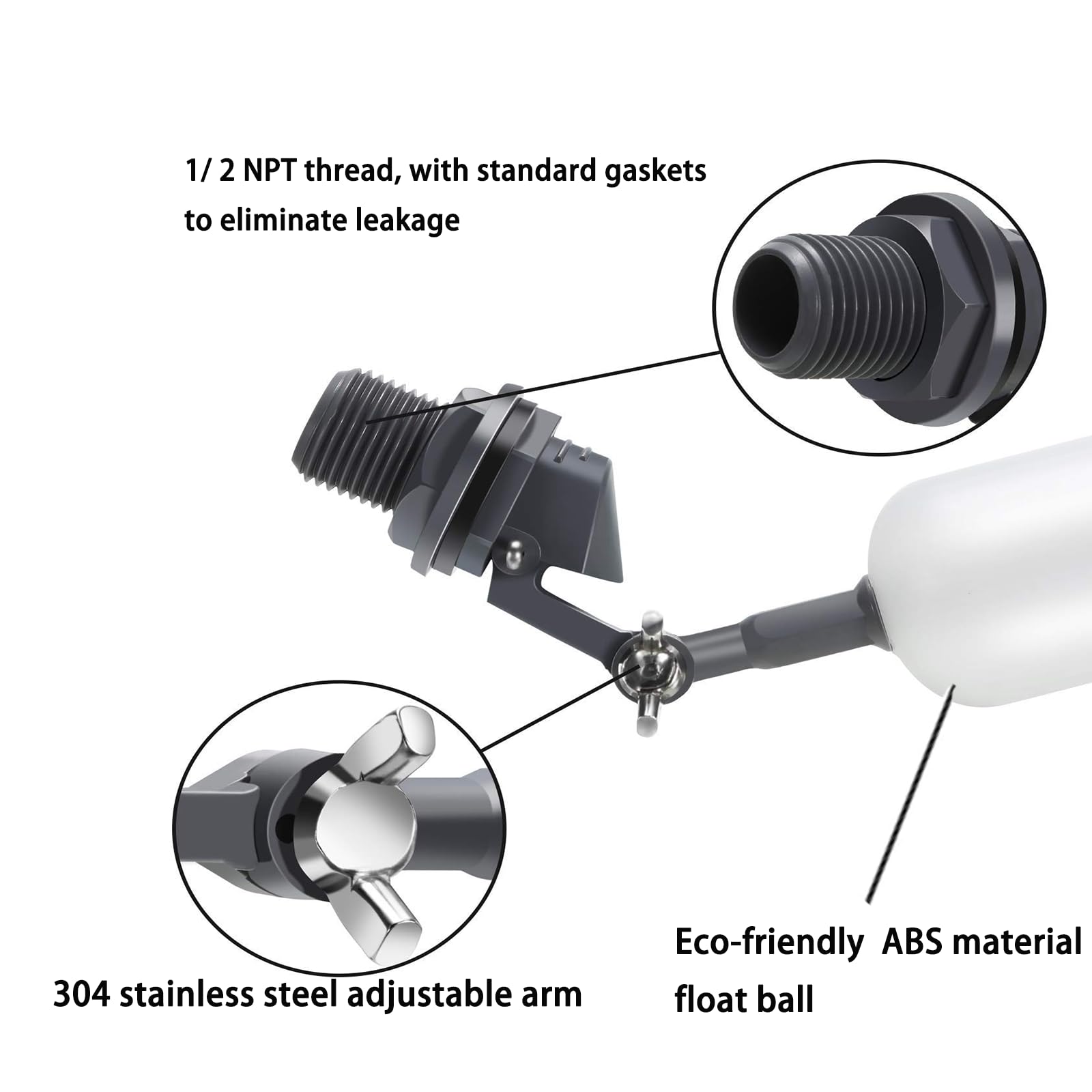 Float Ball Valve, 3/4 Inch Supply Tube Male Automatic Fill Feed Humidifier Tank Water
