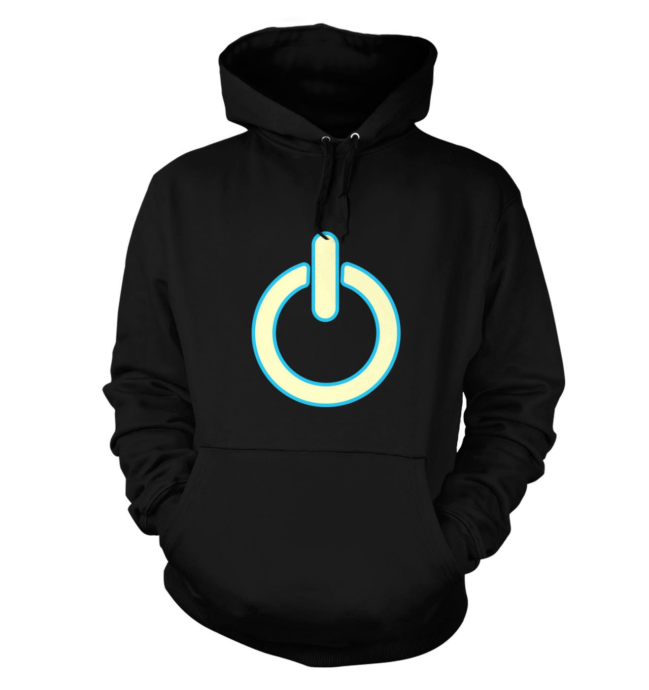 Geeky Hoodies By Big Mouth Men's Jet Black Glow In The Dark Power Symbol Hoodie - Large (44" Chest)