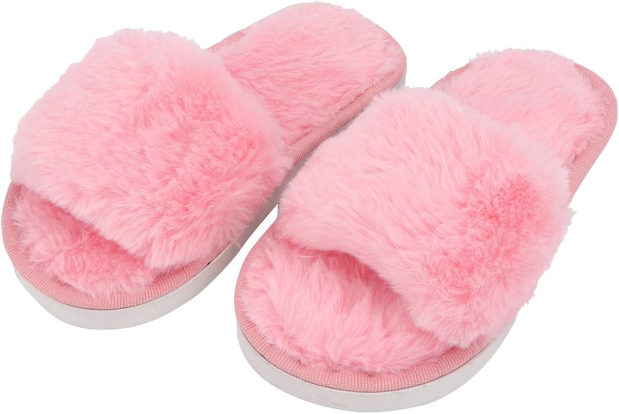 Holibanna - Zapatillas de felpa para niños con punta abierta, para Navidad, invierno, cálido, Navidad, pareja, zapatillas, 1 par