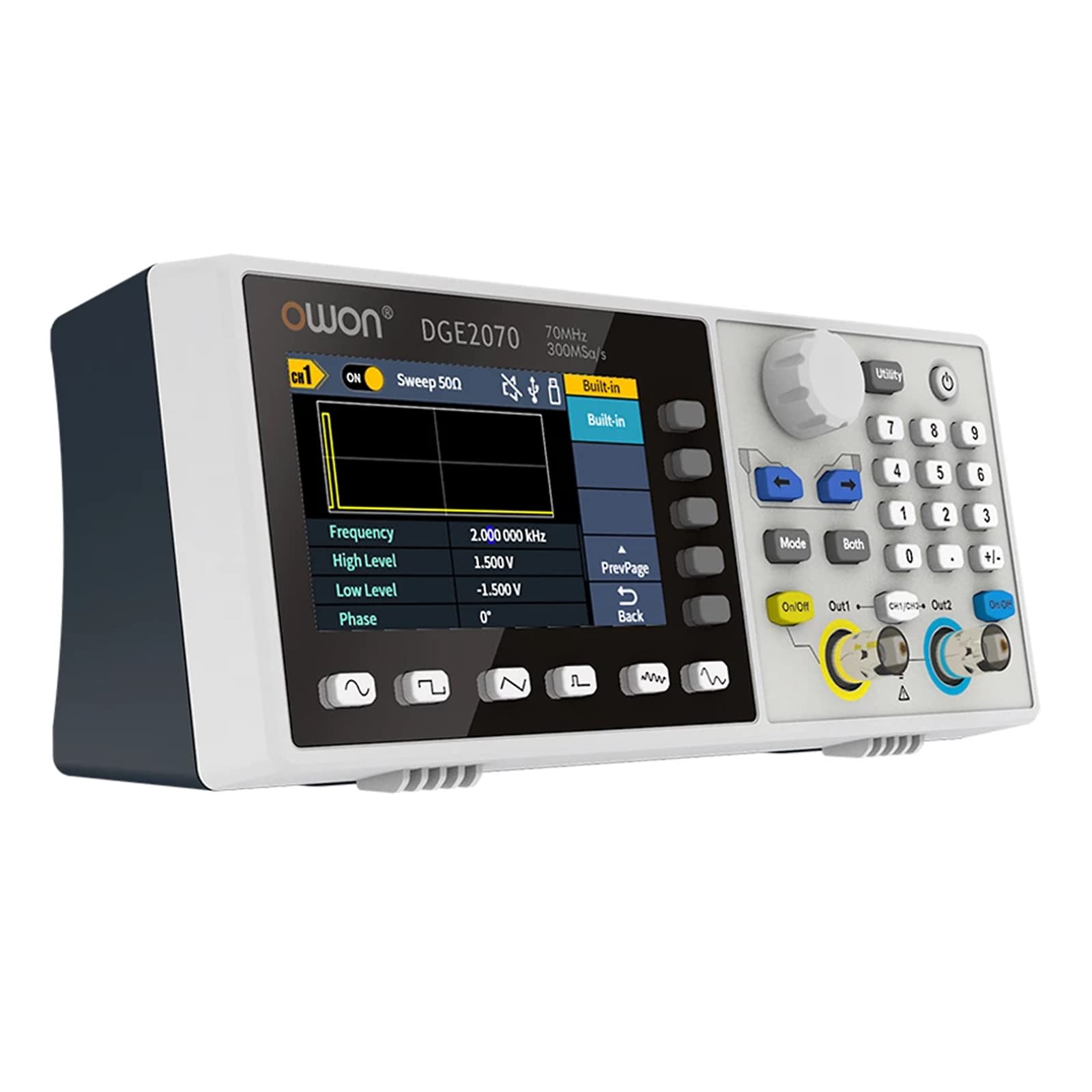 DGE2070 Digital Oszilloskop 300MSa/s 14Bits 70MHz willkürliche Wellenform Generator 3.6"inch AWG Maschine