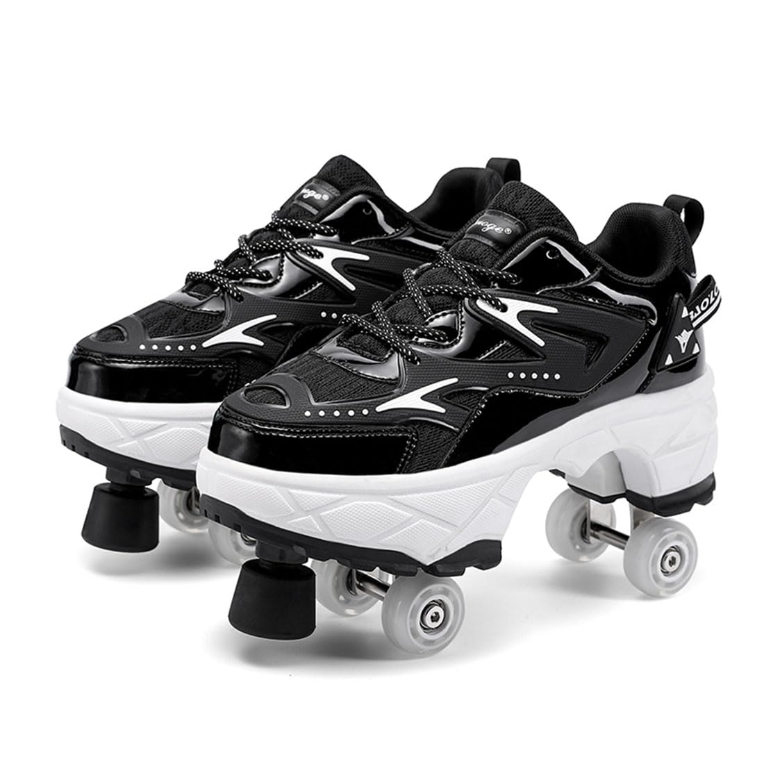 Roller Skate Shoes for Girls,Wheelies Boys Adult Parkour Quad Roller Shoesroller Skate Women Outdoor Sneaker,Black5.5