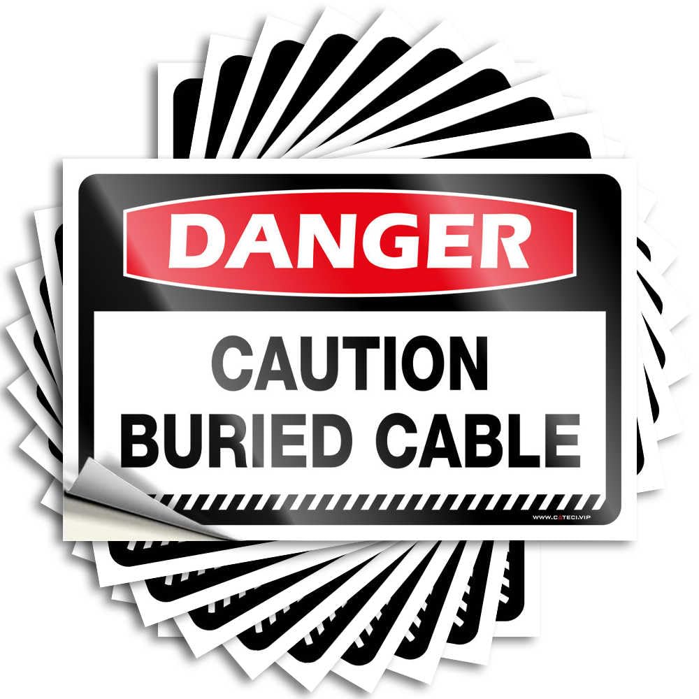 Danger Caution Buried Cable Stitch Room Decor Snarky - Quote Cover Waterproof Decal(8X12CM)