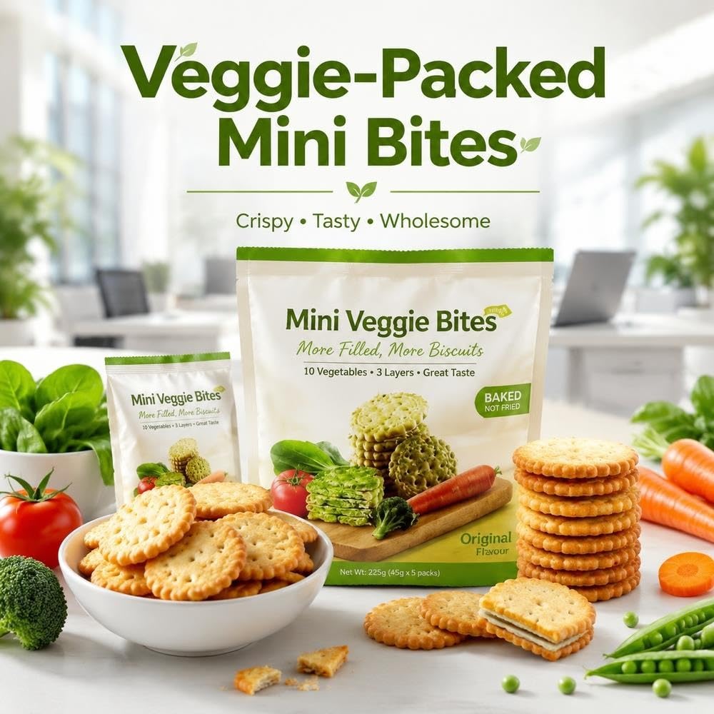 Mini galletas vegetales, snack crujiente al horno, 225 g*2