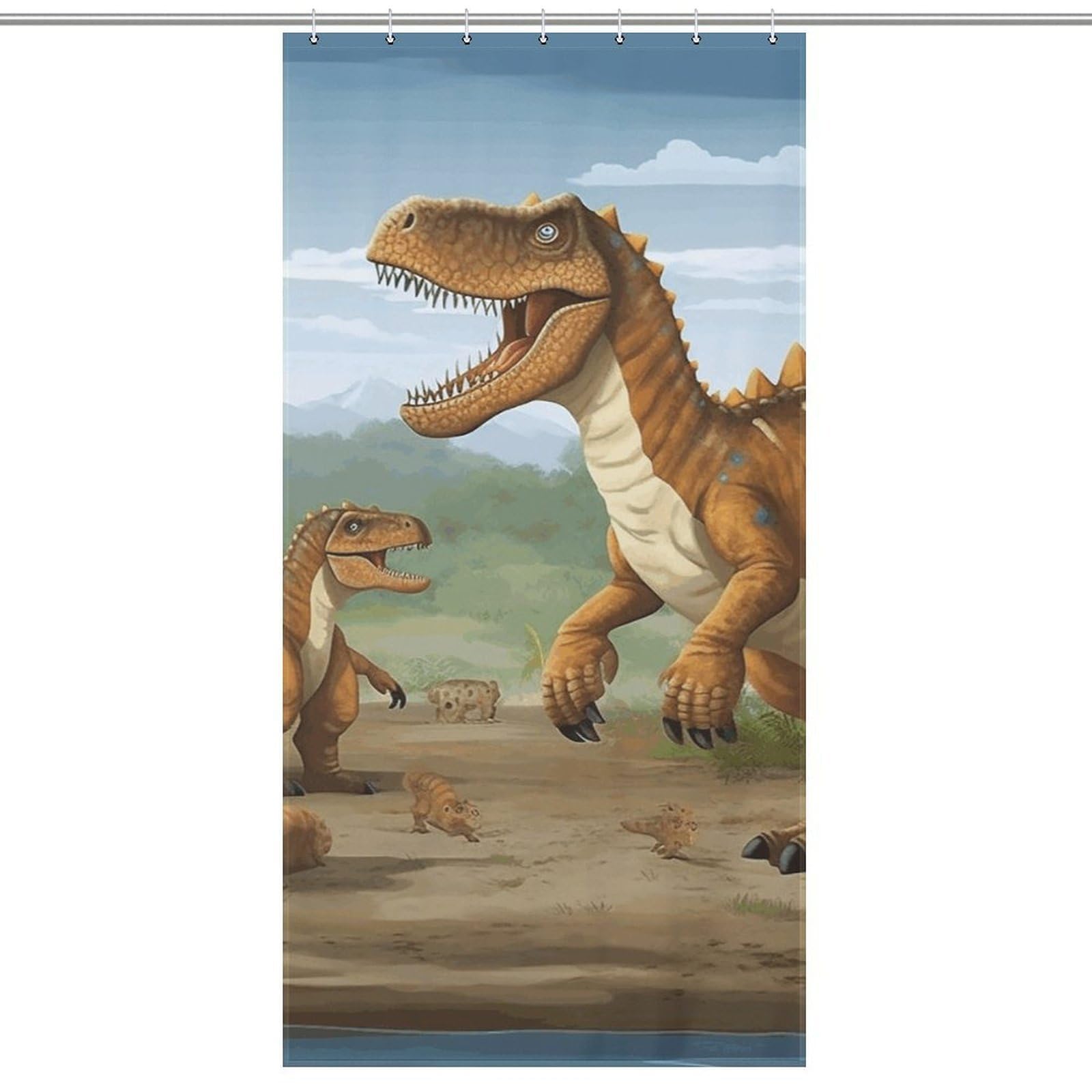 Rideau de douche dinosaure imperméable pour éviter les éclaboussures au sol