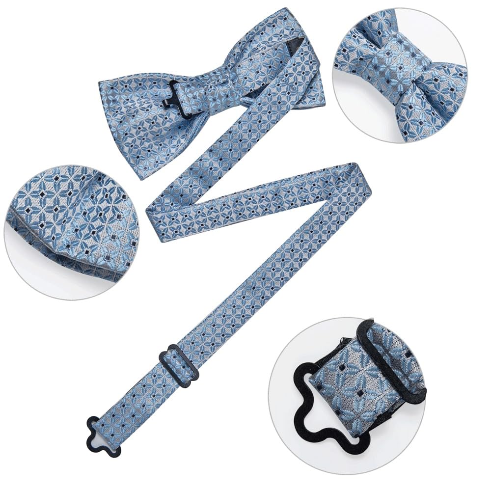 JFDBGU Handkerchief Man Accessory Wedding Bow Tie Silk Pre-tied Bowtie Cufflink Set for Party